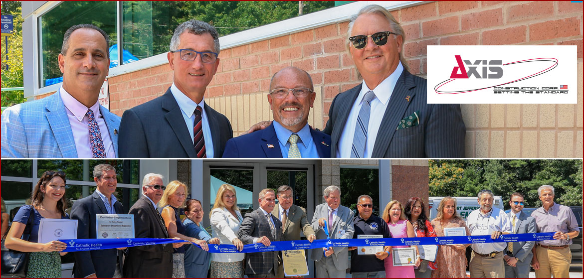 Members of Catholic Health Service pose for ribbon cutting ceremony of modular expansion of Emergency Department at St. Charles Hospital