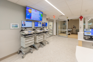 High tech healthcare equipment at Catholic Health’s St. Charles Hospital’s Emergency Department modular expansion