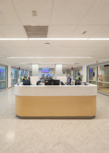 Nurse's station at Catholic Health’s St. Charles Hospital’s Emergency Department modular expansion